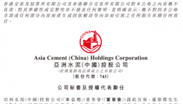盧偉杰辭任亞洲水泥(中國)公司秘書及授權(quán)代表