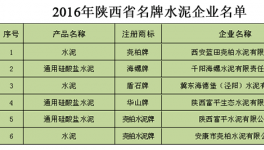 陜西省名牌產(chǎn)品，六家水泥企業(yè)上榜