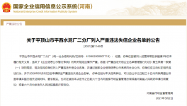又一家水泥企業(yè)被列入嚴(yán)重違法失信企業(yè)名單！