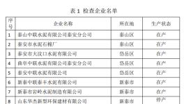 山東泰安發(fā)布6月份水泥生產(chǎn)企業(yè)專家檢查情況的通報(bào)！